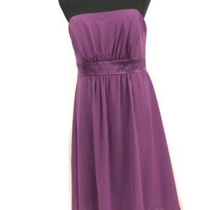 Dessy Size 12 Purple Belt Strapless Formal Dress